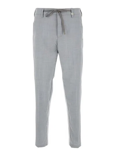 Myths Grey Pants With Elastic Drawstring Waist In Linen Blend Man