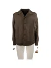 Myths Herringbone-pattern Button-down Jacket In Brown