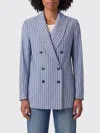 Myths Vertical-stripe Double-breasted Blazer In Blue
