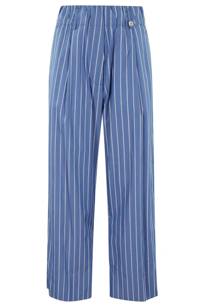 Myths Lightweight Striped Pants With Elasticized Waistband In Blue