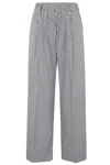 Myths Lightweight Striped Pants With Elasticized Waistband In Gray