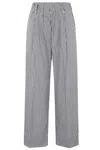 Myths Lightweight Striped Pants With Elasticized Waistband In Gray