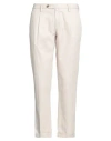 Myths Man Pants Beige Size 34 Cotton, Linen, Elastane In White