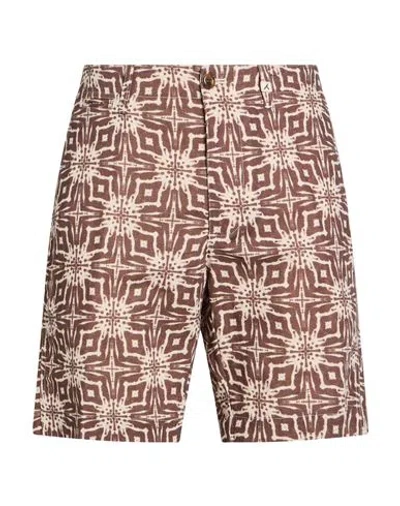 Myths Man Shorts & Bermuda Shorts Brown Size 38 Linen, Cotton