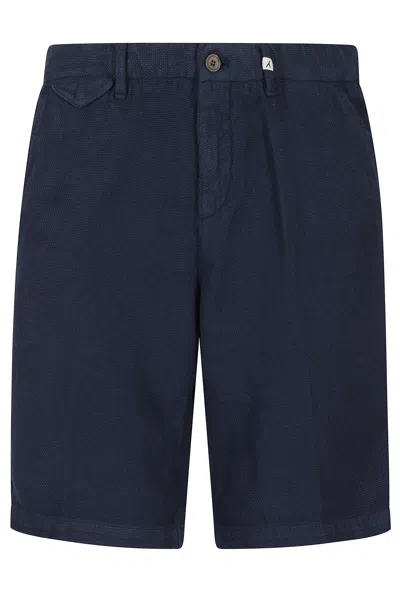 Myths Navy Side American Pockets Waist Loops Cotton-blend Shorts In Blue