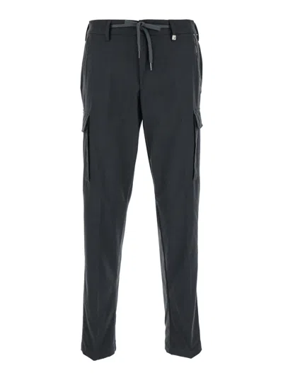 MYTHS GREY STRAIGHT PANTS WITH DRAWSTRING IN STRETCH FABRIC MAN