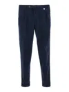 Myths Blue Pants With Pences And Turn-up Hem In Tech Fabric Man In Blue