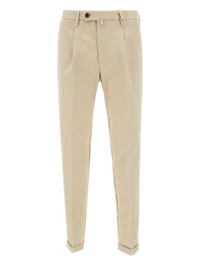 Myths Pleated Cotton-blend Chinos In Neutral