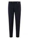 Myths Pleated Cotton-cashmere Blend Tailored Trousers In Blue
