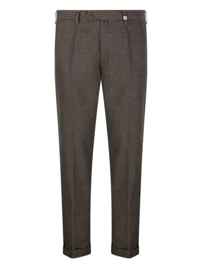 Myths Pleated Micro-pattern Tailored Trousers In Brown