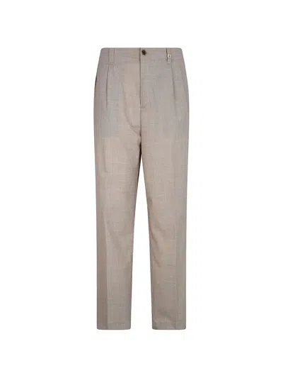 Myths Pleated Slub-texture Trousers In Neutral