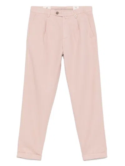 Myths Soft Cotton-linen Trousers With Tapered Fit In Pink