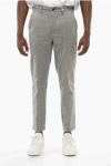 Myths Solid Color Wool Blend Pants With Belt Loops In Green
