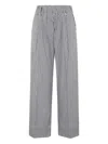 Myths Lightweight Striped Pants With Elasticized Waistband In Gray