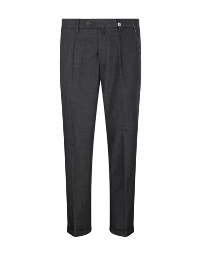 Myths Tailored Long Pants With Pleats And Textured Finish In Gray
