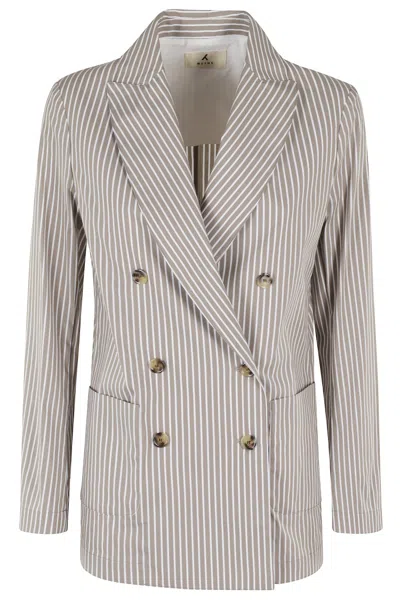 Myths Taupe Striped Unlined Blazer
