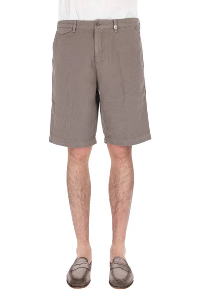 Myths Textured Cotton-linen Casual Shorts In Gray