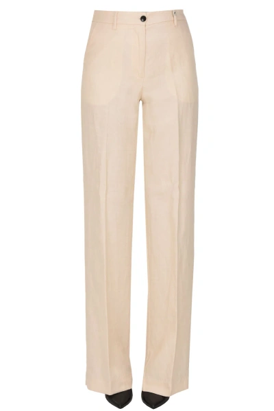 Myths Viscose And Linen Trousers In Pale Pink