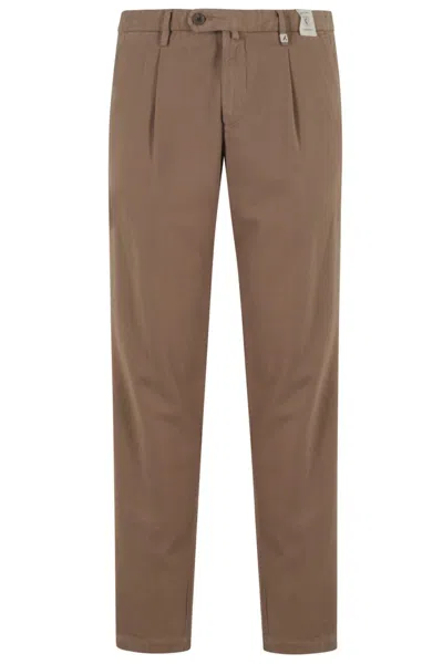 Myths Washed Cashmere Gabardine Trousers In Brown