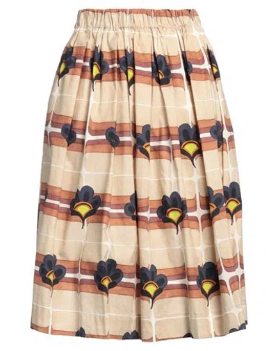 Myths Woman Midi Skirt Beige Size 6 Cotton, Elastane In Neutral
