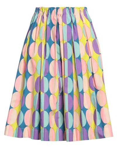 Myths Woman Midi Skirt Blue Size 6 Cotton, Elastane