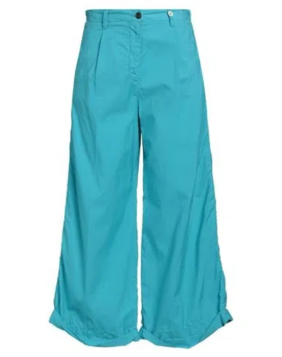 Myths Woman Pants Azure Size 2 Cotton, Silk In Blue