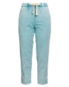 Myths Woman Pants Azure Size 6 Cotton, Linen, Elastane In Blue