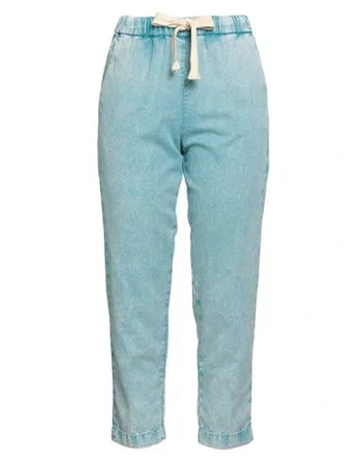 Myths Woman Pants Azure Size 6 Cotton, Linen, Elastane In Blue