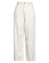 Myths Woman Pants Beige Size 6 Linen, Cotton, Polyester, Elastane