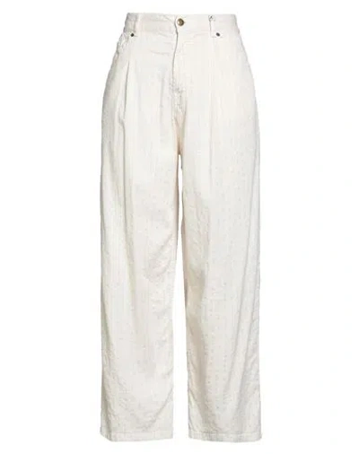 Myths Woman Pants Beige Size 6 Linen, Cotton, Polyester, Elastane