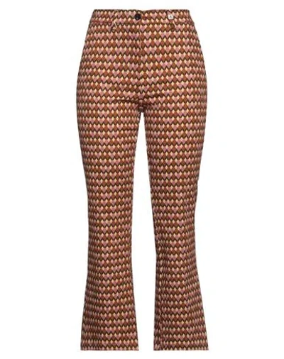 Myths Woman Pants Brown Size 6 Cotton, Polyamide, Elastane