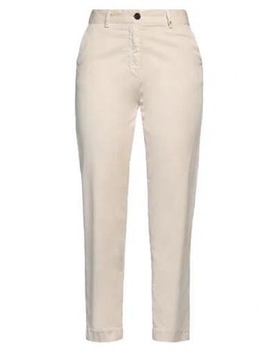 Myths Woman Pants Ivory Size 10 Cotton, Lyocell, Elastane In White