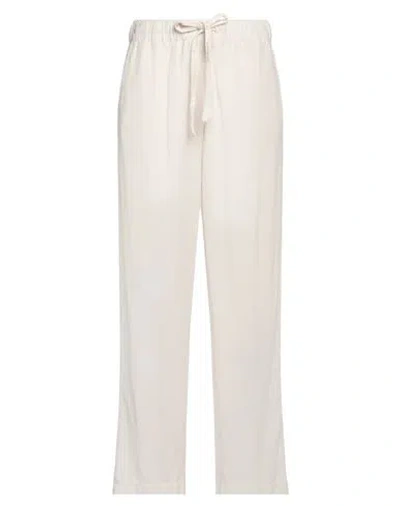 Myths Woman Pants Ivory Size 10 Lyocell, Linen, Cotton In White