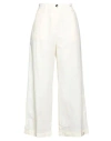 Myths Woman Pants Ivory Size 6 Cotton, Silk In White