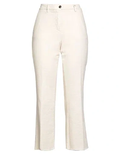Myths Woman Pants Ivory Size 8 Cotton, Elastane In White