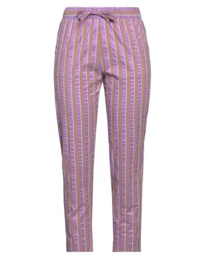 Myths Woman Pants Mauve Size 4 Cotton, Polyamide, Polyester, Elastane In Purple