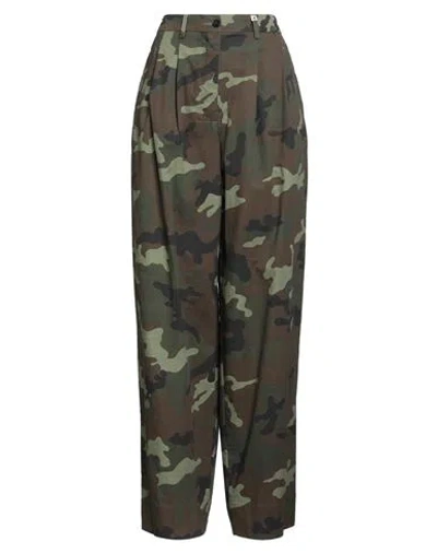 Myths Woman Pants Military Green Size 6 Cotton, Elastane In Multi