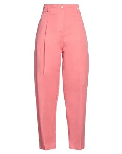 Myths Woman Pants Salmon Pink Size 8 Cotton, Elastane