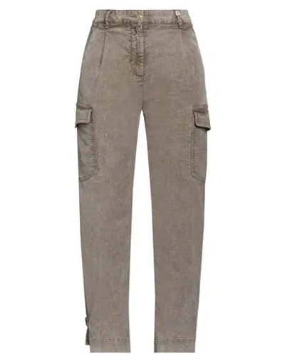 Myths Woman Pants Taupe Size 6 Cotton, Polyester, Elastane In Gray