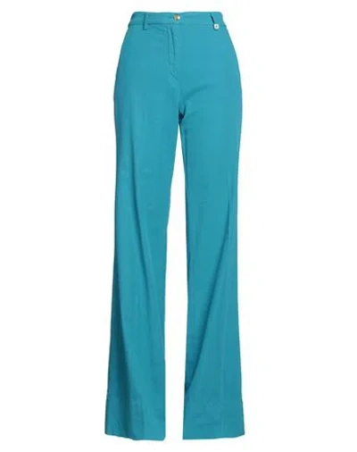 Myths Woman Pants Turquoise Size 4 Cotton In Blue