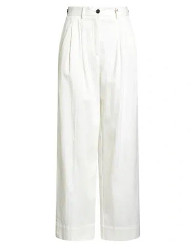 Myths Woman Pants White Size 6 Cotton, Elastane