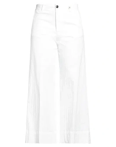 Myths Woman Pants White Size 6 Cotton, Tencel, Elastane