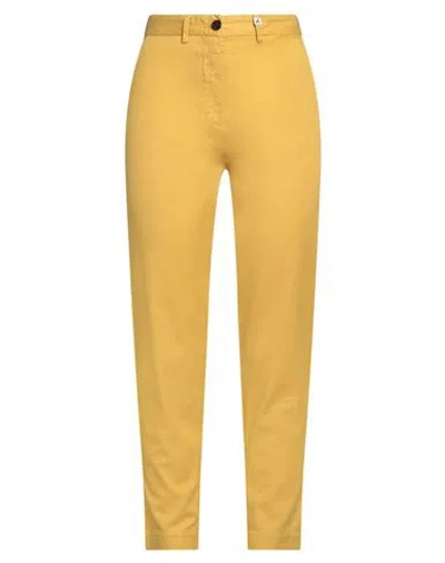 Myths Woman Pants Yellow Size 2 Cotton, Lyocell, Elastane