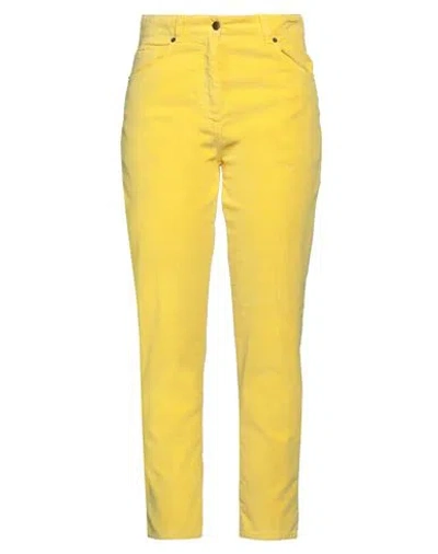 Myths Woman Pants Yellow Size 6 Cotton, Polyester, Elastane