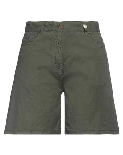 Myths Woman Shorts & Bermuda Shorts Military Green Size 8 Linen, Cotton, Elastane
