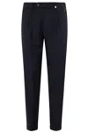 Myths Pleated Cotton-cashmere Blend Tailored Trousers In Black