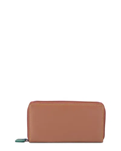 Mywalit Large Double Zip Around Leather Purse In Brown