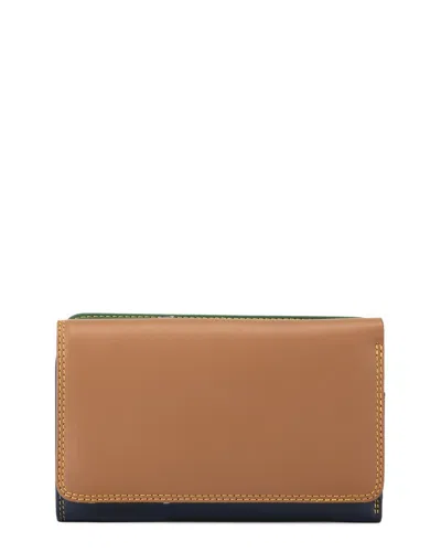 Mywalit Medium Leather Tri-fold Outer Zip Purse In Brown