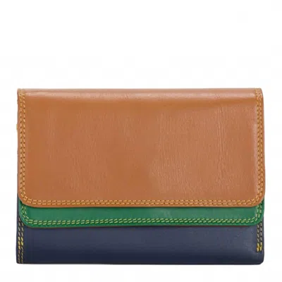 Mywalit Women's Leather Double Flap Purse / Wallet In Bosco In Multi