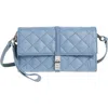 Mz Wallace Astor Diamond Quilted Nylon Convertible Crossbody Bag In Stone Blue